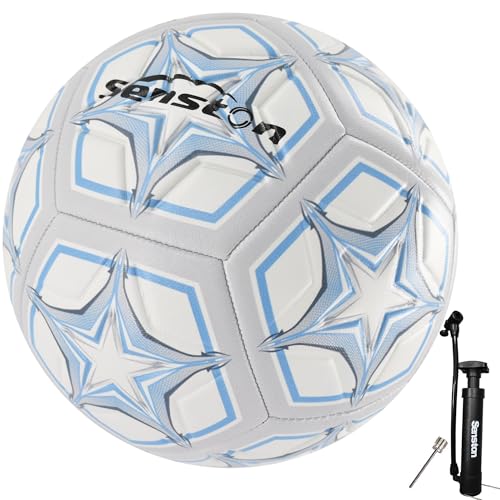 Senston Soccer Ball Size 4 & 5 with Air Pump and Needles - Durable PVC Training Football with Thickened Nylon Winding and Butyl Bladder for Shape Retention - High Value Soccer Set - color: gray, size: size 5