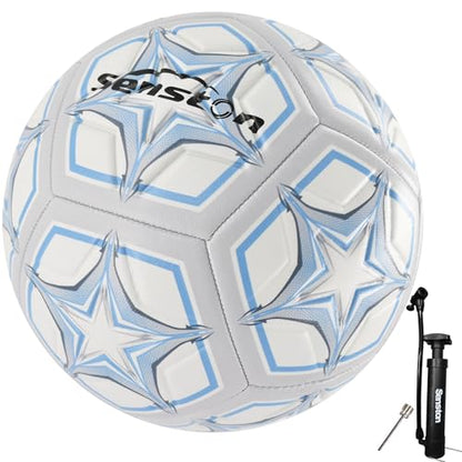 Senston Soccer Ball Size 4 & 5 with Air Pump and Needles - Durable PVC Training Football with Thickened Nylon Winding and Butyl Bladder for Shape Retention - High Value Soccer Set - color: gray, size: size 5