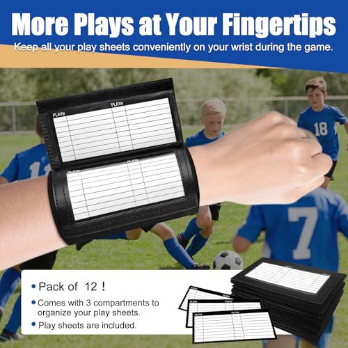 Football Play Wristband Youth,Softball Wristbands for Signs,Football Quarterback Play Wristbands for Youth for All Sports with 3 Compartments - size: Youth, 12-Pack