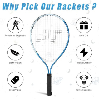 PICKLETECH Kids Tennis Racket for Junior Toddlers Starter Kit 17-25" Tennis Racquet for Girls and Boys with Carry Bag, Lightweight for Beginners