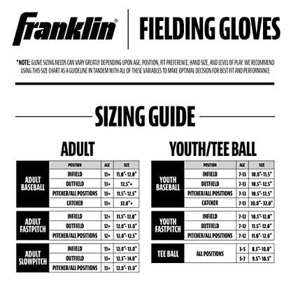 Franklin Sports Kids Baseball Glove + Foam Ball Sets - Meshtek Youth Teeball Gloves for Kids + Toddlers - Left + Right Hand Throw - 9.5" Inch - color: Black/Gold