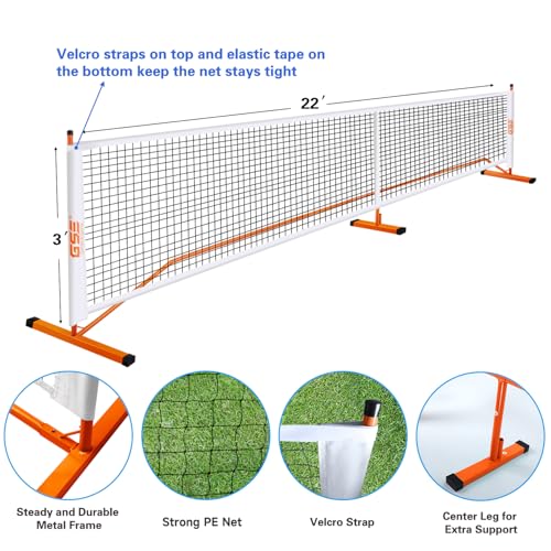 GSE Games & Sports Expert Portable Pickleball Net Set with Regulation Size Pickleball Net, 4 Pickleball Paddles, 6 Pickleballs, Carrying Bag, Weather Resistant Metal Frame for Outdoor