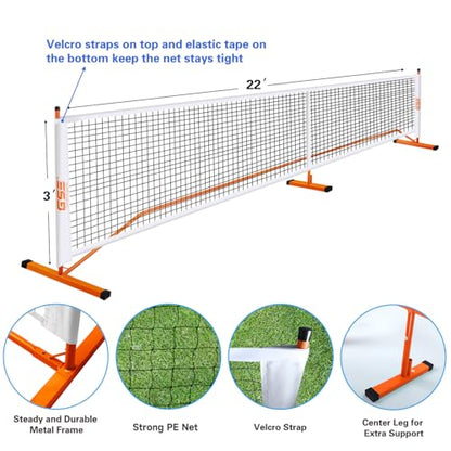 GSE Games & Sports Expert Portable Pickleball Net Set with Regulation Size Pickleball Net, 4 Pickleball Paddles, 6 Pickleballs, Carrying Bag, Weather Resistant Metal Frame for Outdoor