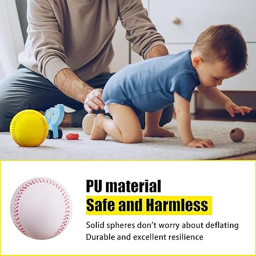 Soft Foam Baseballs - 6 Pcs Training Balls for Kids & Teenagers, Indoor/Outdoor Play (White) - color: White