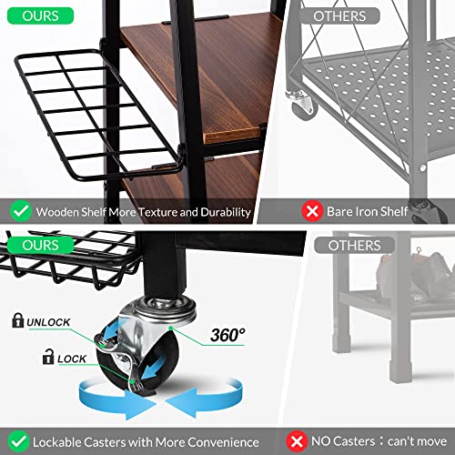 Sttoraboks Golf Bags Storage Garage Organizer, Golf Bag Rack Fits 2/3 Golf Bags and Golf Equipment Accessories, Golf Club Storage Stand with Wooden Shelf and Lockable Wheels for Garage Indoor Basement - style: 2pcs Bag Stand
