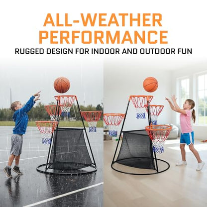 Portable Kids Basketball Hoop with Ball Storage Net – Adjustable Height Indoor & Outdoor Basketball Goal for Toddlers & Kids – Easy Assembly Youth Basketball Set for Backyard, Driveway & Playroom