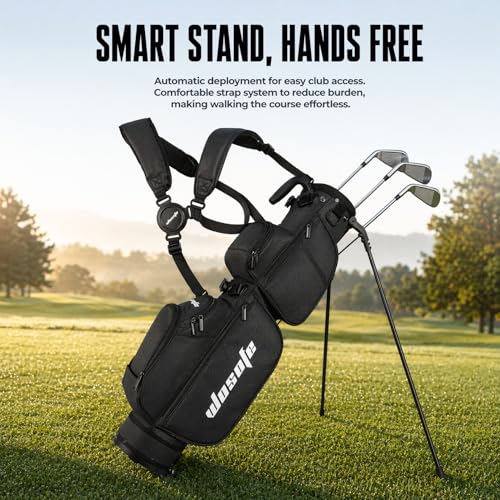 Lightweight Golf Stand Bag - 3-Way Dividers, Fits 5-9 Clubs - Small Sunday Bag for Men & Women, Par 3, Driving Range & Executive Courses - Waterproof, Dual Straps & Rain Cover Included - color: Black Par 3 Golf Stand bag