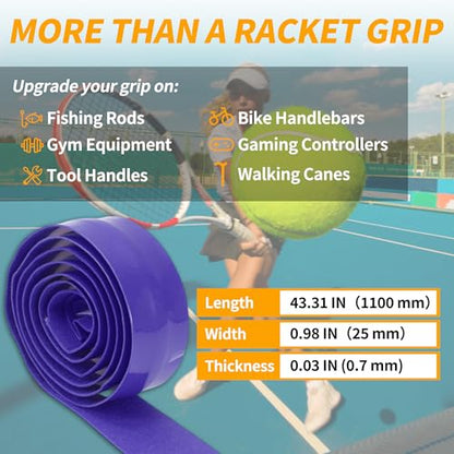 2 Pcs Tennis Racket Grip Tape, Dry Tennis Overgrip Tape, Anti-Slip Absorbent Grip, Racket Overgrip Tape - color: Purple, size: Textured-43.3"x1"x0.03"