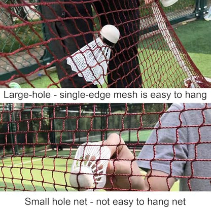Outdoor Replacement Badminton Net, Indoor Standard Regulation Badminton Court Netting Only, for Backyard Beach Garden, 20 FT x 2.5 FT, Red Polypropylene with White Borders