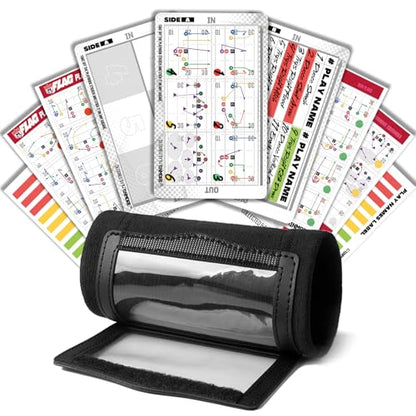 1NMORE 5v5, 7v7 Football Wristbands with Playbook System, Quarterback Wrist Coach for Youth, Flag Football Wrist Bands with Plays Stickers & PVC Cards