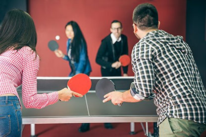 Ping Pong Paddle Set of 4 - Full Table Tennis Bundle inc. 4 Ping Pong Paddles, 8 Three Star Balls, Portable Storage Travel Bag/Case - Racket Set for 2 or 4 Players - Rec Indoor / Outdoor Games
