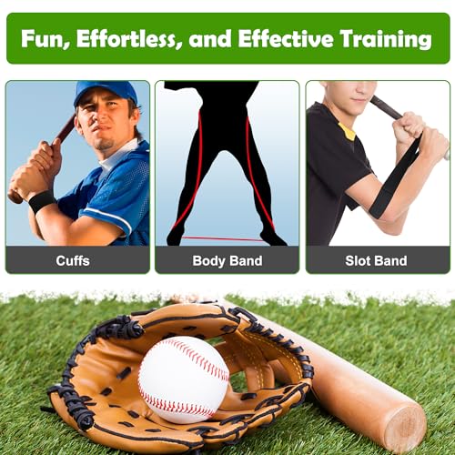 codree Baseball Swing Trainer Bands- Elastic Baseball Softball Hitting Resistance Bands- Baseball Batting Training Aids Equipments for Athletes Improve Batting, Arm Strength - color: 2 Sets