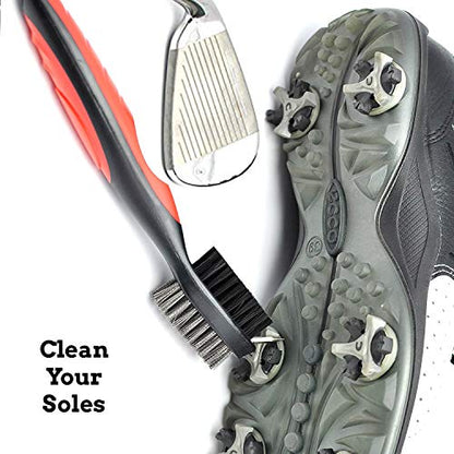 Golf Towel Microfiber Waffle Pattern Golf Towel | Brush Tool Kit with Club Groove Cleaner | Golf Divot Tool | Golf Accessories for Men - color: Red