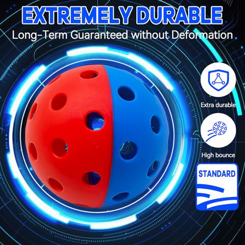 6 Pack Pickle Ball with 40 Holes, Pickleballs High Durability, Outdoor Pickleball Balls with Mesh Bag, Dual Color Pickle Balls with Superb Visibility, Stable Bounce