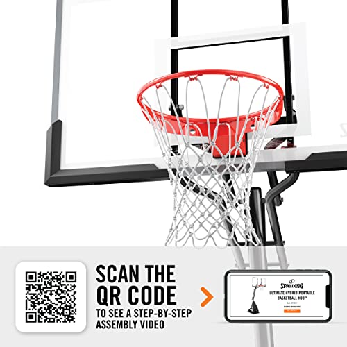 Spalding Ultimate Hybrid Portable Basketball Hoop | Adjustable Height from 7.5' to 10' in Infinite Increments | Arena Slam Breakaway Rim - color: 60" - Acrylic Backboard - Black