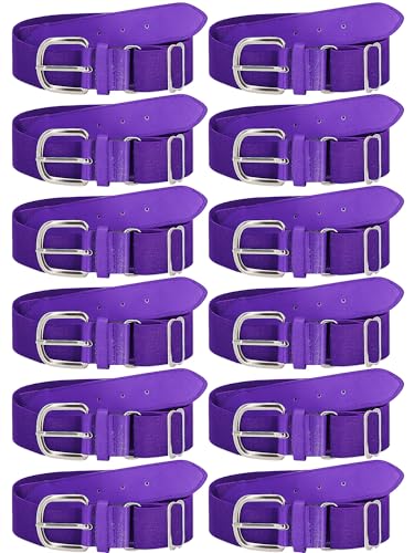 12 Pieces Baseball Belts Bulk Softball Belts Packs Leather Belt Adjustable Softball Belt Stretch Sports - color: Purple, size: Youth Size