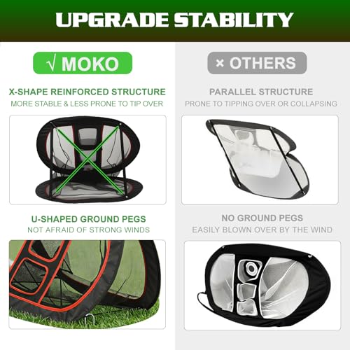 MoKo Pop Up Golf Chipping Net, Double-Sided Chipping Net for Chipping Accuracy Training with Sturdy Structure, Professional Golf Practice Net for Indoor and Outdoor Training