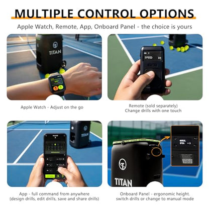 Titan ONE Pickleball Machine with Internal Oscillation & Free App | for Coaches, Clubs & Solo Practice, 85 to 240 Ball Capacity, Portable with Trolley Handle