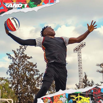 AND1 Xcelerate Rubber Basketball: Official Regulation Streetball, Made for Indoor/Outdoor Games - color: Red/White/Blue, style: Basketball w/ Pump