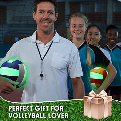 Libima 3 Pcs Glow in The Dark Volleyball with Pump Mesh Bag, Light up Luminous Volleyball Graduation Gift for Teen Adult Official Size 5 Indoor Outdoor Practice Holiday Summer Party Beach Sport Supply