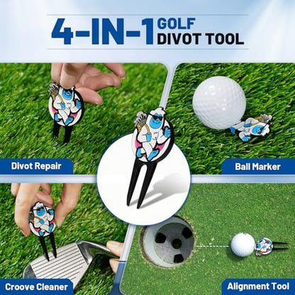Big Crazy Divot Repair Tool, Divot Repair Tool, Sasquafch and Yeti Golf Green Golf Divot Tool, 4-in-1 Divot Tool, Golf Ball Marker, Golf Groove Cleaner and Alignment Tool - color: Yeti