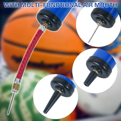Aoneky 6-Inch Portable Hand Ball Pump - Compact Inflation Kit with 2 Needles, 2 Nozzles, Hose for Sports Balls, Basketball, Football, Pool Floats