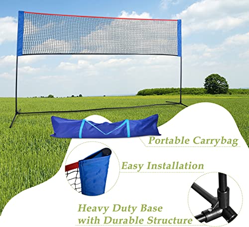 MiniTang Retractable Tennis Net - 10x5.2FT Portable Adjustable Height Steel Frame Net for Pickleball Volleyball Badminton, for Backyard Driveway Camping with Carry Bag