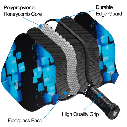 Pickleball Paddles Set of 4, Fiberglass Pickleball Paddles with Honeycomb Core, Lightweight Pickleball Set with Balls & Bag for Men, Women & Beginners