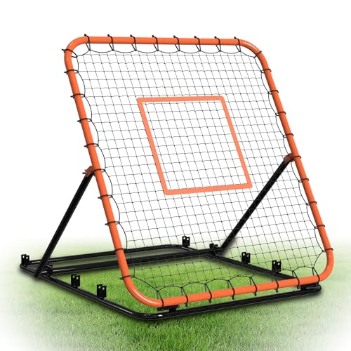 Baseball Rebounder Net, Portable Bounce Back Trainer for Baseball & Softball with 4 Adjustable Return Angles, 4 x 4.5 ft Practice Tool for All Skill Levels