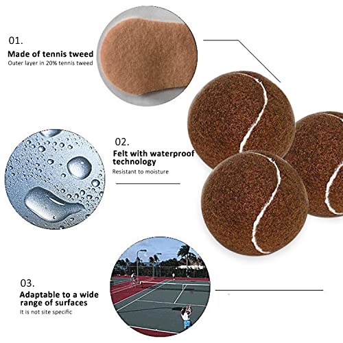 URBEST Tennis Ball 12 Packs Training Tennis Balls Practice Balls for Novice Player, Pet Dog Playing Balls with Mesh Carry Bag - color: Brown