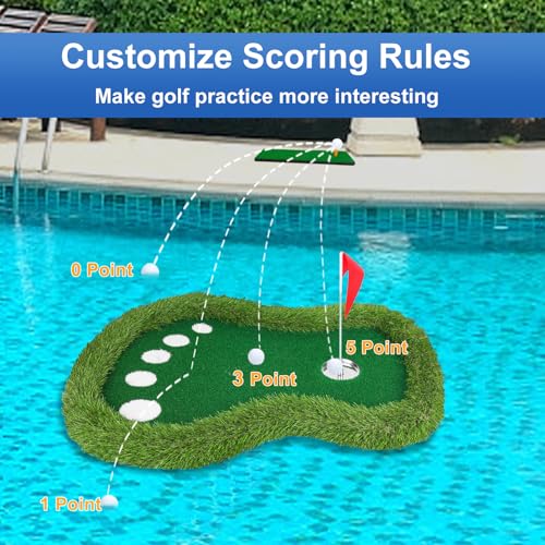 Floating Golf Green for Pool, Floating Chipping Green Mat with Ball Retriever for Pool/Lake, No Drifting Floating Golf Putting Turf Game Set for Golfers - style: Classic