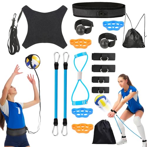 Volleyball Training Kit Bundle - Complete Set for Serving, Spiking, Setting, Passing & Arm Swing Practice | Solo Practice Trainer with Rebounder, Resistance Bands, and Pass Aid for Skill Improvement