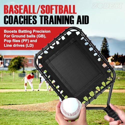 Baseball Racket for Fly Balls, Grounders, and Line Drives - Softball/Baseball Fungo Bat for Coaches and Parents to Help with Auxiliary Training - Attach a Racket Bag and Winding Tape - color: Black