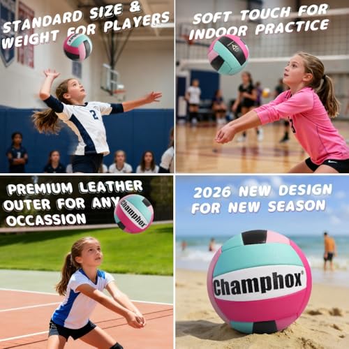 Soft Volleyball Ball Pink Size 5 for Teen Youth Girls Kids Beginners Team Skills Practicing Training Indoor Outdoor Water Play Beach Pool Volley Ball with Pump & Mesh Bag 2026
