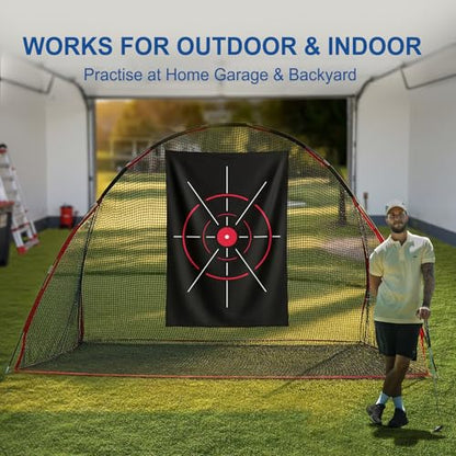 Golf Net, 10 X 7 Ft Foldable Golf Practice Net with Side Barrier and Carrying Bag for Home Backyard Garage Practising Training Driving Chipping Swing - size: Golf Net + Target