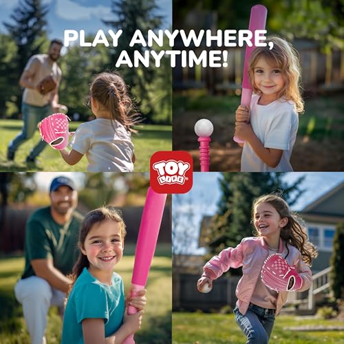 TOY Life T Ball Set for Kids 3-5 5-8, Toddler Baseball Set for Girls, T Ball Stand Sets with Baseball Glove, Tball Bating Tee Outdoor Indoor Toys for Toddler Girls - style: Glove, Tee, Bat & 6 Balls