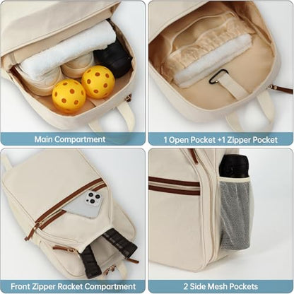 DYSHAYEN Pickleball Backpack, Pickleball Bags for Women, Pickle Ball Paddle Bag Fits 2 Paddles, Pickleball Gifts for Women
