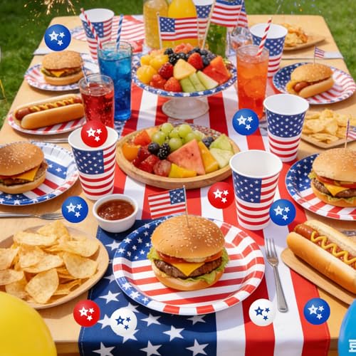 JarThenaAMCS 36 Pcs Patriotic Table Tennis Balls Ping Pong Ball 40mm Red White Blue Star Training Balls for 250th Anniversary 4th of July Independence Day Indoor Outdoor Activities Play
