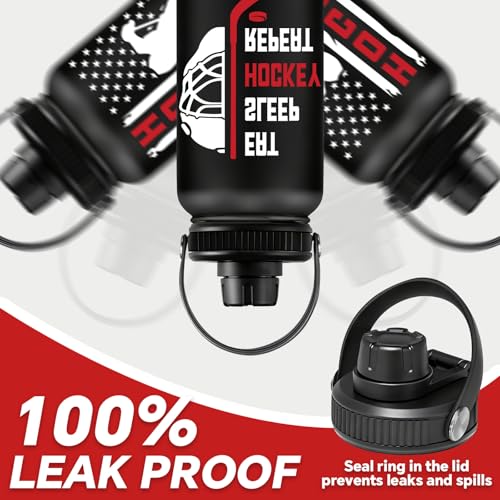 Fufandi Hockey Gifts for Men - Hockey Mom Gifts, Gift Hockey Player for Men Boy - Hockey Lover Sports Love Travel Water Bottle 32oz - color: Hockey Black