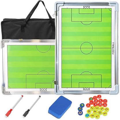 Soccer Coaching Board Magnetic, Double-Sided Dry Erase Soccer Tactics Board for Coaches, Soccer Magnet Board & Coaching Equipment with Markers, Pen, Carry Bag, Coach Gift - color: Soccer-green