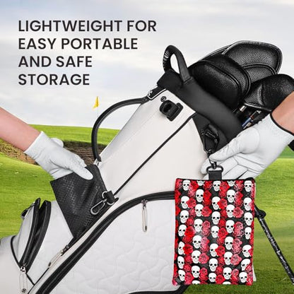 Amy Sport Golf Bag Accessories Valuables Pouch Bags Multi Pocket Zipper Hook with 10 Pcs Wood Golf Tees for Men Women - color: Rose