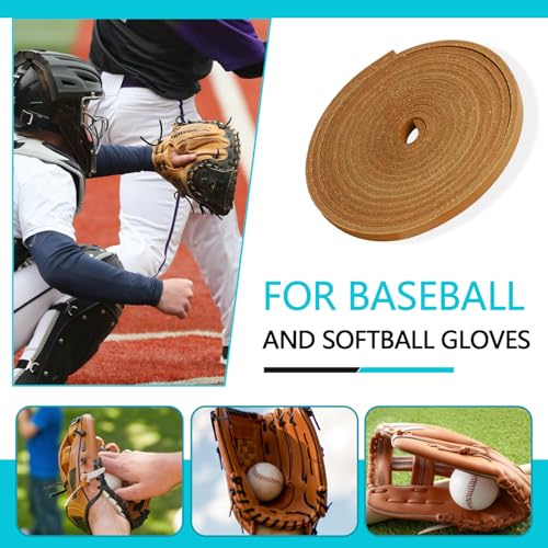 Baseball Glove Lace, Mitt Lace Repair Kit Softball 2 Leather Laces and 2 Lacing Needles for Catcher's Glove - color: Light-brown