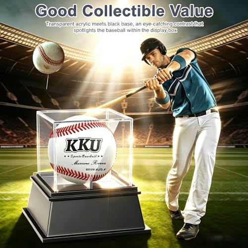 KKU Acrylic Baseball Display Case, Dustproof UV Protected Baseball Case, Transparent Baseball Holder Display Case for Signed Balls Memorabilia - size: 1 Pack Baseball Case
