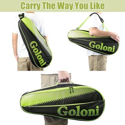 Goloni | 3 Racquet Tennis Bag, for Professional or Beginner Tennis Players, Rackets Cover Bag with Protective Pad & Lightweight | Unisex Design for Men, Women, Youth and Adults - color: yellow