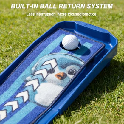 8FT Golf Putting Mat with Ball Return – Indoor Putting Training Mat for Practice, Skill-Building Putting Practice Mat for Kids, Teens & Family, Mat Only