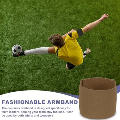 Soccer Captain Armband, Elastic Wrist Arm Bands Adjustable Player Team Leader Anti-Slip Badge Sports Accessories-Fit - color: Brown