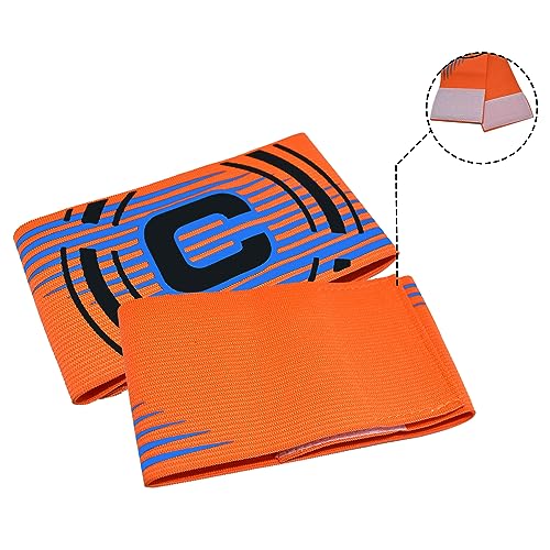 Soccer Captain Armband, 2Pcs Sports Captain Armbands Elastic Protective Arm Badge Adjustable Football Basketball Player Bands Adult Women Men - style: arc-orange