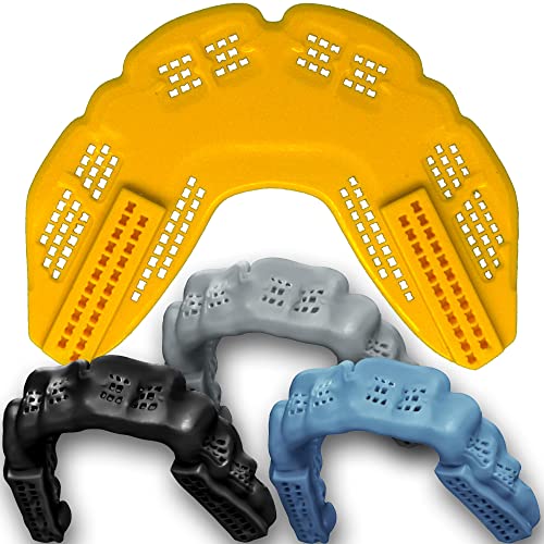 Bulletproof: World’s Thinnest Most Breathable Mouthguard is 3X Stronger! BJJ Lacrosse Football Basketball MMA Wrestling Hockey Rugby Boxing Men Sports Mouth Guard Grinding Teeth Adult Youth Braces - color: Tangerine, size: ADULT