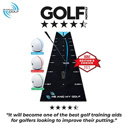 ME AND MY GOLF Breaking Ball Putting Mat - Simulate Breaking Putts at Home - size: 11'2" x 2'2" (L x W)