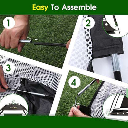 FILORI Golf Practice Net 10x7FT Heavy-Duty Golf Hitting Net with Tri-Turf Mat, 8 Balls, Tee & Carry Bag, Indoor/Outdoor Backyard Training for Driving Chipping Swing, Ideal Gifts for Men Dad Golfer